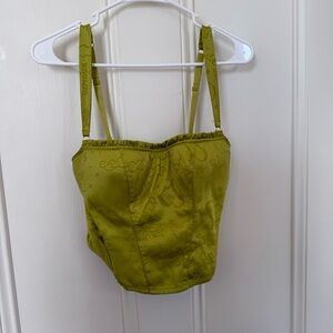 Bright Green Satin Bustier Tank Top